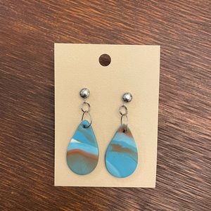 Turquoise Pear Drop Earrings with Sterling Silver Back Hardware